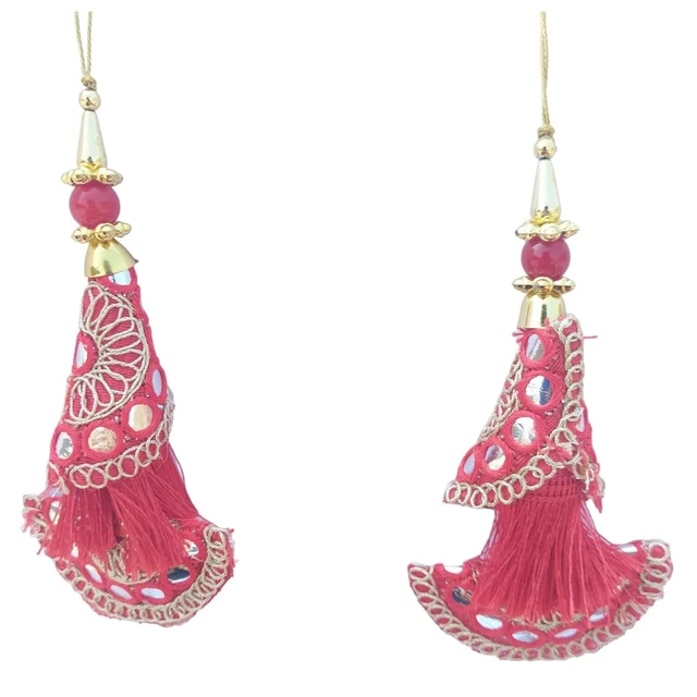 Set Of 2 Latkan Hanging For Blouse Lehenga Saree, Beaded Tassels Boho Hippie J