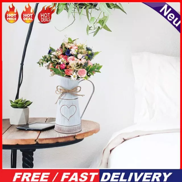 Vintage Metal Flower Vase Garden Style Desktop Dried Flower Container (L)