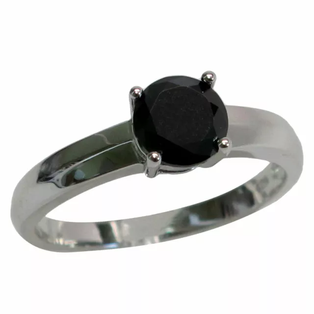 Precious Round Cut 1 Ct Black Stone 925 Sterling Silver Ring Sizes 5-10