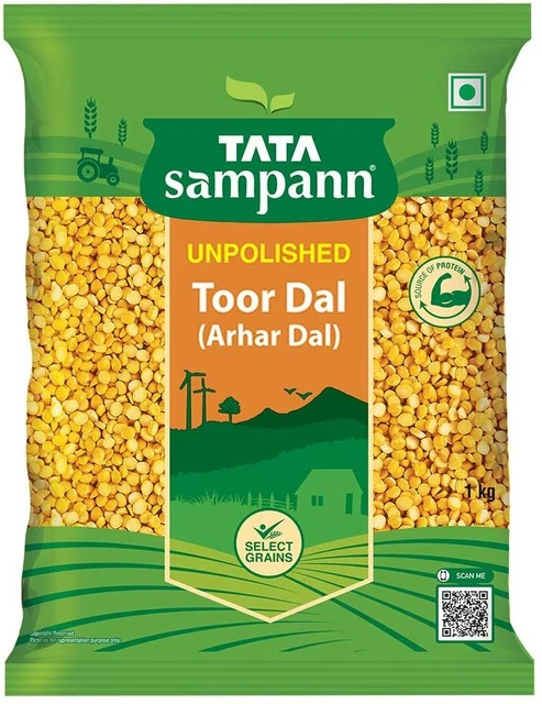 Tata Sampann Rozzo Toor Dal Arhar Dal Indiano Impulsi Granelli & Cereals-1kg