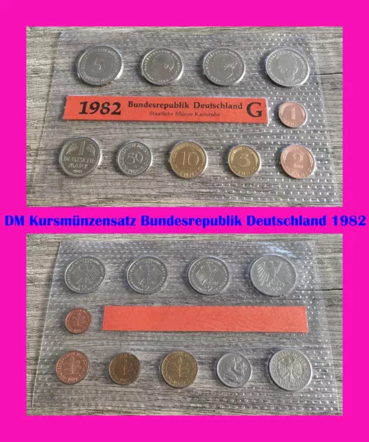 Ⓜ️ Kursmünzensatz Deutsche Mark ☘️ BRD KMS DM 🍄 1982 Prägung "G" Karlsruhe 🌐