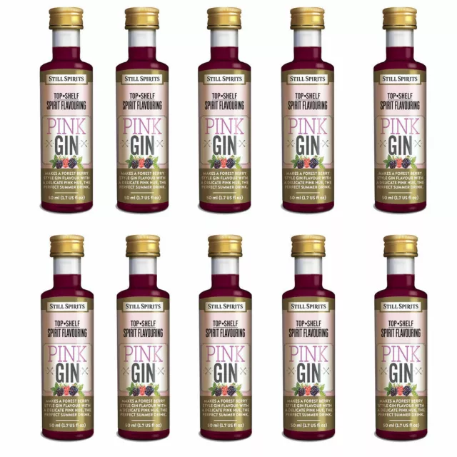 10 x Still Spirits Top Shelf Pink Gin Flavouring Essences 50ml Home Brew Alcohol