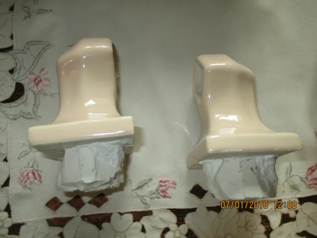 Art Deco Porcelain BEIGE Ceramic Towel Bar GLASS ROD AND ENDS