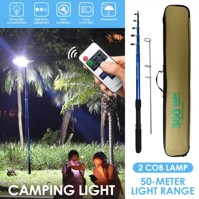 Telescopic Light Fishing Rod Pole Camping Lamp Car Repair LED COB Lights Lantern