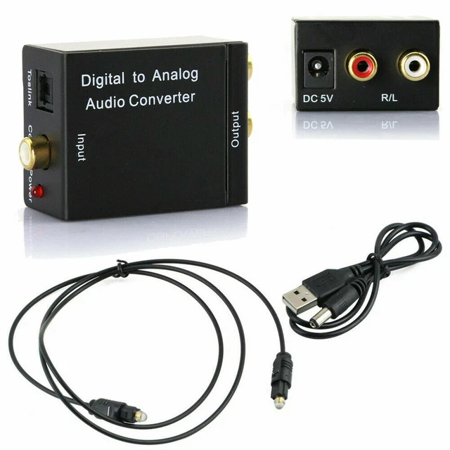 Audio to Analog Converter Adapter 3.5mm Digital Optical Coaxial Toslink DAC RCA
