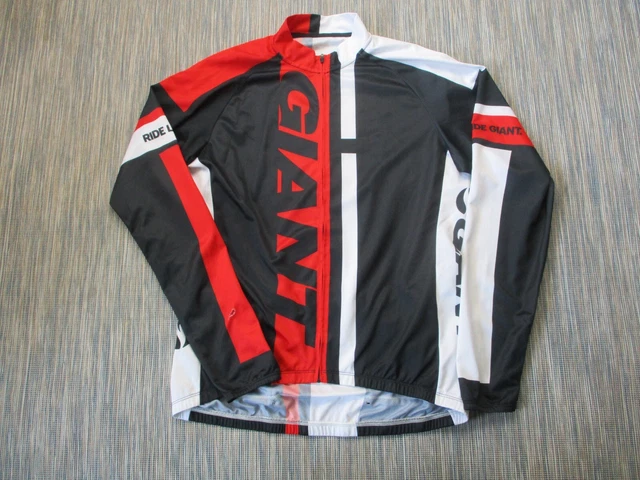 Maglietta da ciclismo gigante da uomo extra large cerniera intera rosso bianco tasche manica lunga
