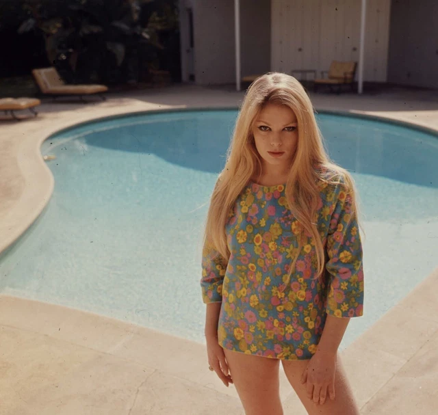 VINTAGE ‘60S TRANSPARENCY Slide Color Photo Pinup - Girl Jumper Pool