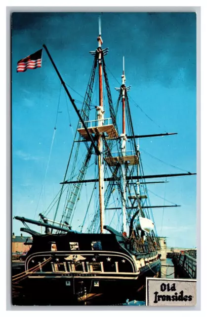 Boston MA Navy Yard USS Constitution Old Ironsides Ship Unp Chrome Postcard