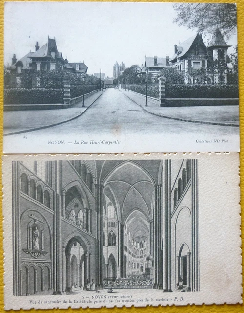 lot de 2 Cartes Postales Anciennes de Noyon (Oise)