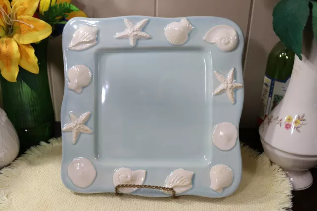 Home Studio Shoreline Collection 11" Dinner Plate Embossed Sea Shell Boarder