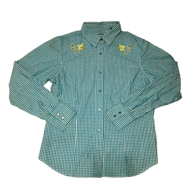 Shyanne Pearl Snap Checker Western Shirt Sz M Blue White Rockabilly Rodeo Womens Shyanne Pearl Snap Checker Western Shirt Sz M Blue White Rockabilly Rodeo Womens