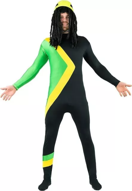 BODYSOCK Mens Cool Runnings Fancy Dress Costume Jamaican Bobsleigh Adults