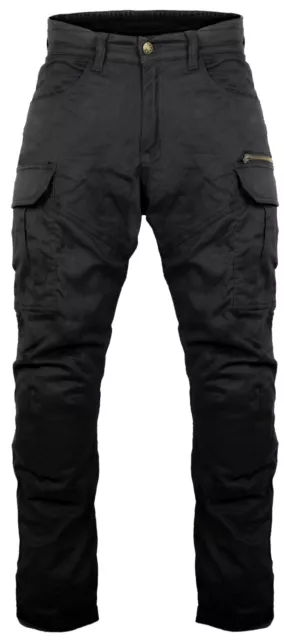 Schwarze Motorrad Cargo Jeans mit Armid Gewebe und Protektoren Bikerjeans