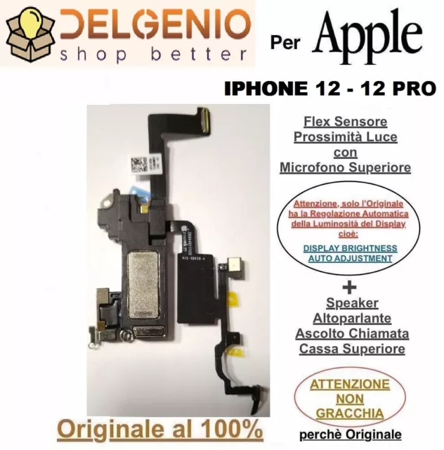 Flex Sensore Prossimità Originale per Apple iPhone 12 12 pro Mic Speaker Ascolto