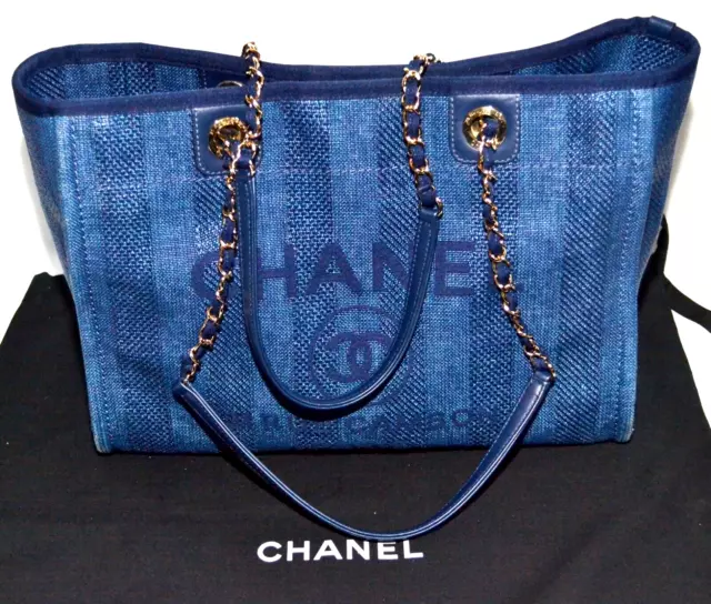 CHANEL 31 Rue Cambon Blue Deauville Shoulder Bag Tote (Authentic Pre-Owned)