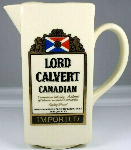 Lord Calvery Canadian Whisky Vintage 25.4 Ounce 6.75" Pitcher Bar Mug Ceramic