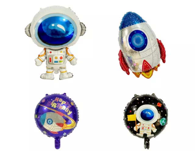 4pcs SPACE Rocket/Astronaut/GALAXY/SOLAR SYSTEM Super Shape Foil Helium Balloon