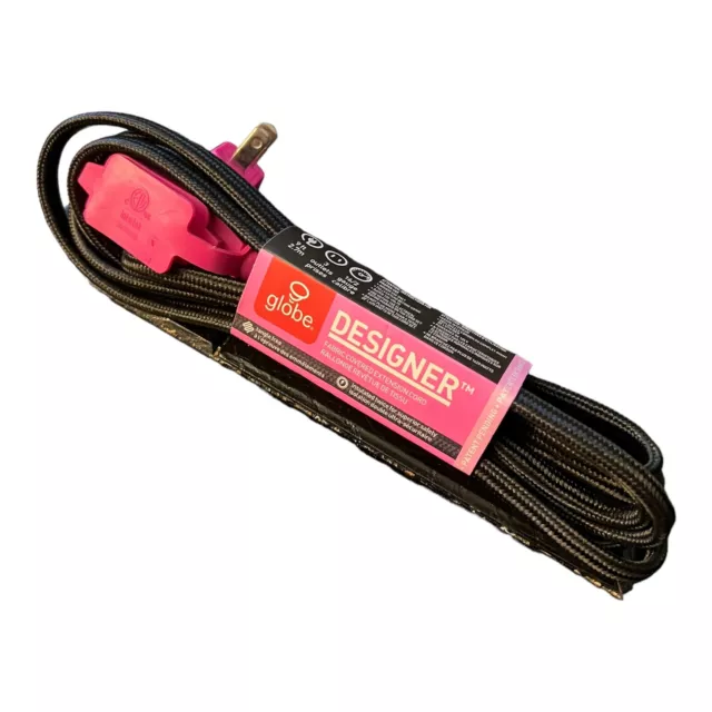 Cable de extensión de tela Globe Designer Series 9 ft 3 salidas polarizadas ángulo recto
