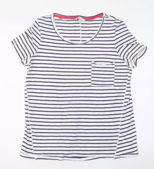 NEXT Womens Multicoloured Striped Polyester Basic T-Shirt Size 12 Round Neck