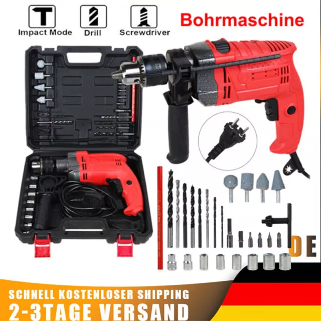 1200W Bohrhammer Schlagbohrmaschine Bohrmaschine Meisselhammer Zubehör + Kasten