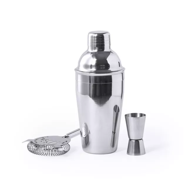 SET COCKTAIL ACCIAIO INOX INOSSIDABILE SHAKER 550ml TAPPO DOSATORE MISURINO 2