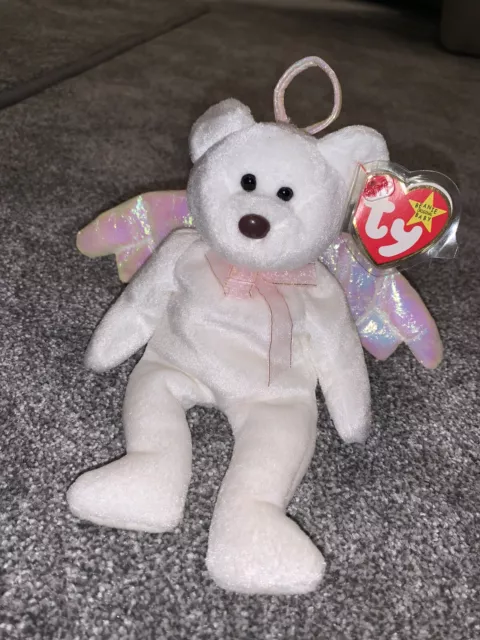 TY beanie babies - Halo the Angel Bear 1998 - BROWN NOSE- MINT with TAG No.425