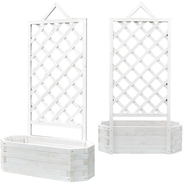 Blumenkasten Balkon HOMASIS Pflanzkübel Mit Rankgitter Aus Holz – Hochbeet Mit Spalier Für Balkon, Garten & Terrasse Hochbeet Balkon