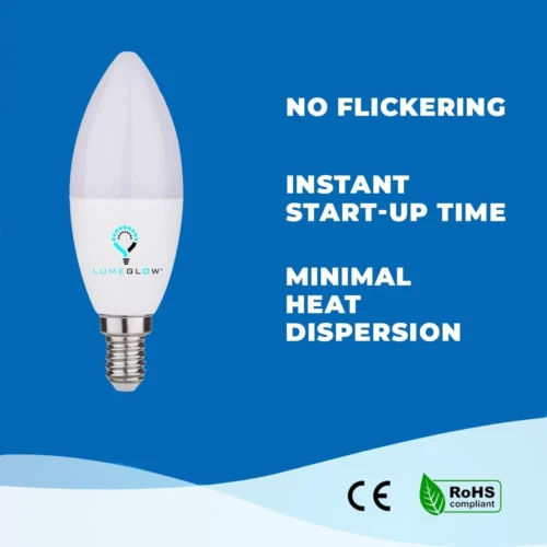 LumeGlow E14 kleine Edison Schraube LED Glühbirne | 6W kühlweiß 6000k 3