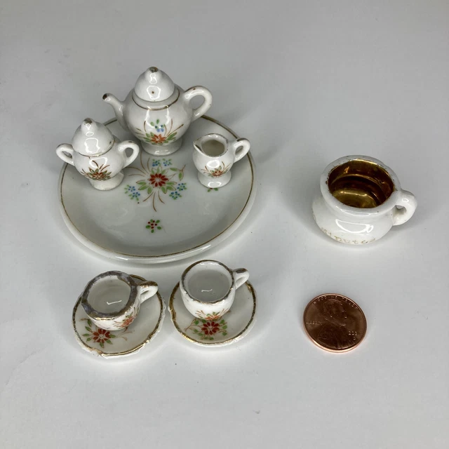VINTAGE OCCUPIED JAPAN Pico Miniature Porcelain Tea Set and Chamber Pot