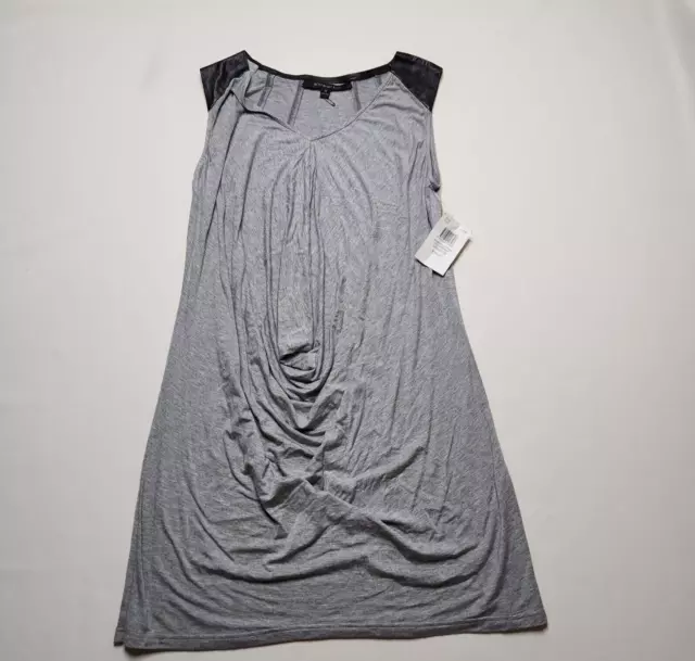 Boundary &Co Sleeveless Shirt Dress Sheep Skin Accent Rayon Women Medium Gray O1
