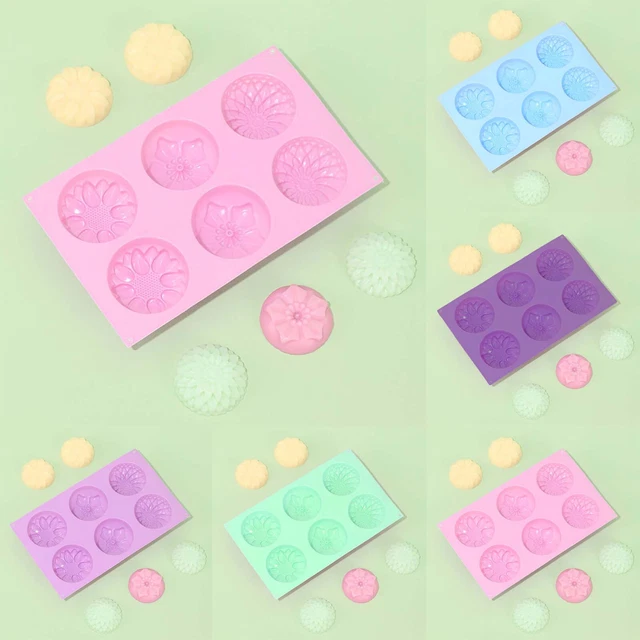 *Stampi per torte in silicone 6 stampi uniformi rotondi 3 tipi di fiori fatti a mano fai da te cottura-