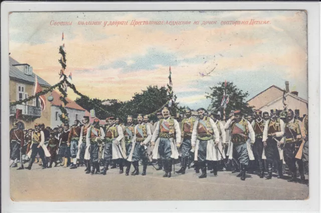AK Cetinje, Цетиње, Festzug, Männer in Tracht, 1907