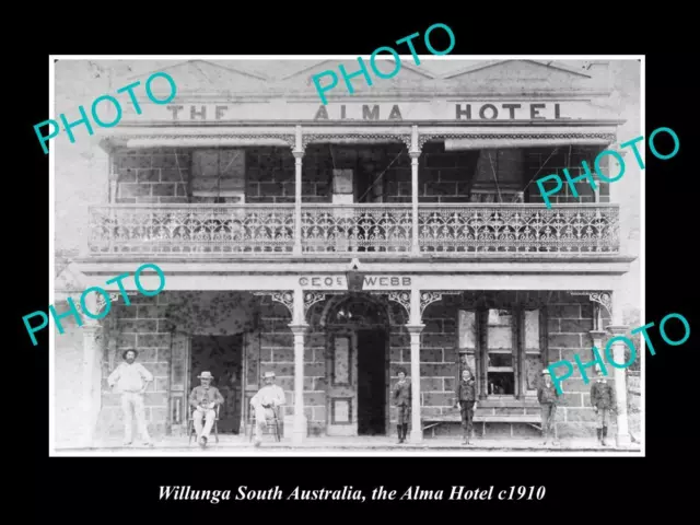OLD LARGE HISTORIC PHOTO OF WILLUNGA SA VIEW OF THE ALMA HOTEL c1910