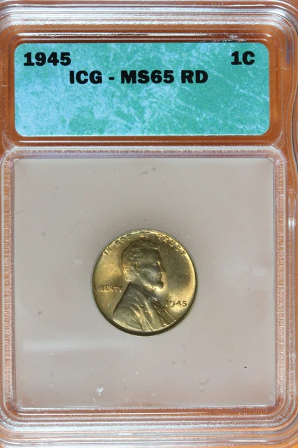 1945- ICG MS65RD Lincoln Wheat Cent 1c #B40660