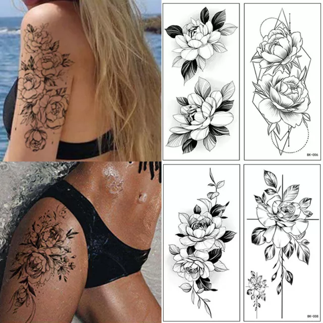 Sexy Temporary Tattoo Sticker Waterproof Leg Arm Flower Fake Tattoos Body Art