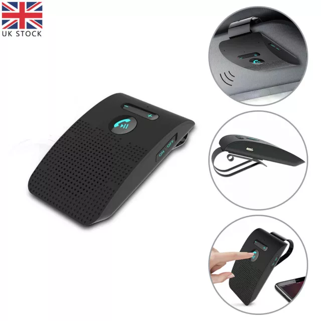 Bluetooth Hands-Free Sun Visor Wireless Phone Speaker Kit Car Speakerphone UK