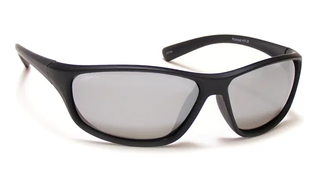 Coyote Eyewear Sportsman's Polarized Sunglasses, M.Black, Gray/Silver Mirror
