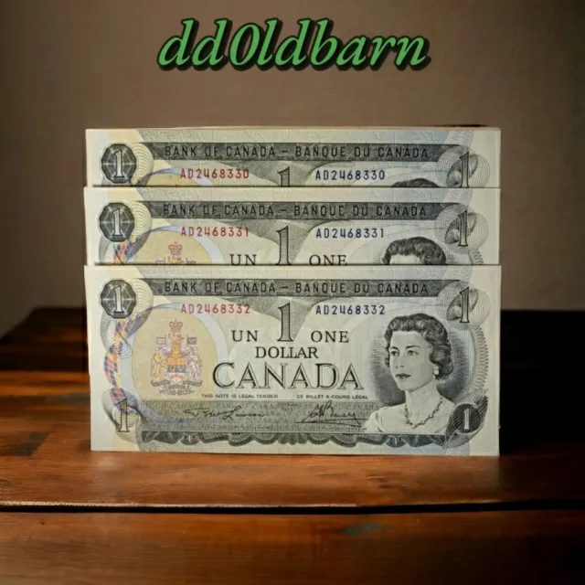 🇨🇦 3 Consecutive Canada 1973 1$ One Dollar Bills Banknotes🎰💵💸💰