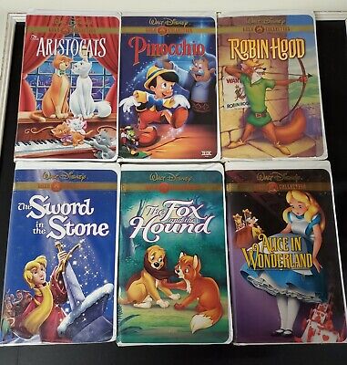 Walt disney gold classic collection vhs - lot of 6, sword in stone, robinhood.