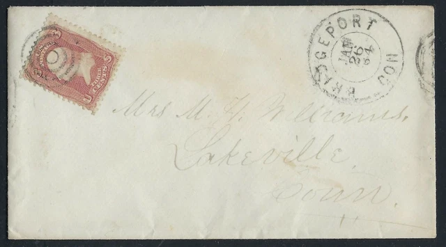 Us 1864 Civil War Period Cover Bridgeport Conn To Lakeville