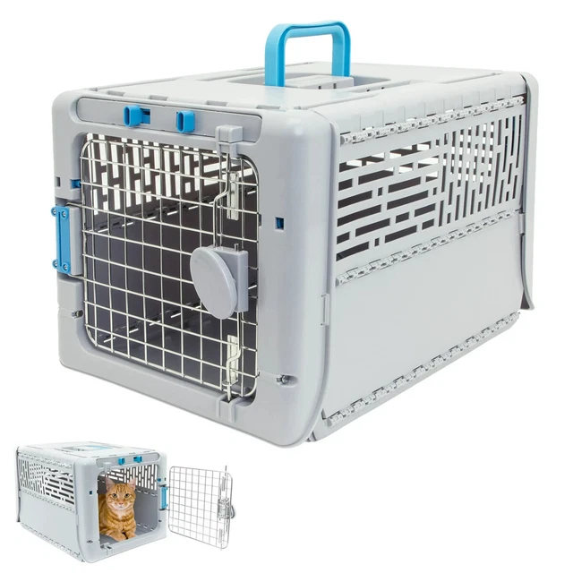 19& PET SAFE Travel Crate, Collapsible Plastic Kennel for Dog, Cat
