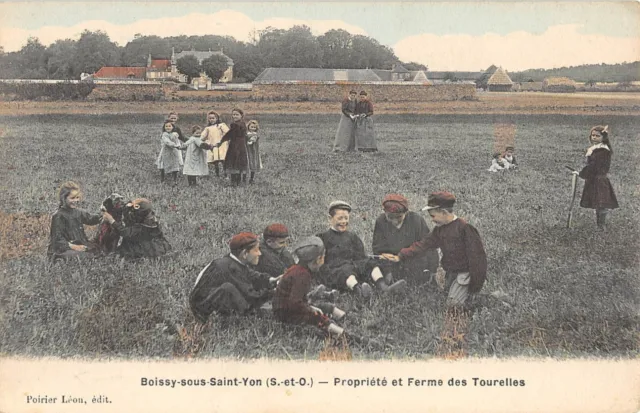 Cpa 91 Boissy Sous Saint Yon / Property And Turret Farm / Children