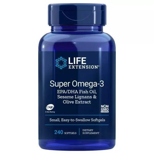 Super Omega-3 EPA DHA with Sesame Lignans & Olive Fruit 240 Softgels By Life Ext