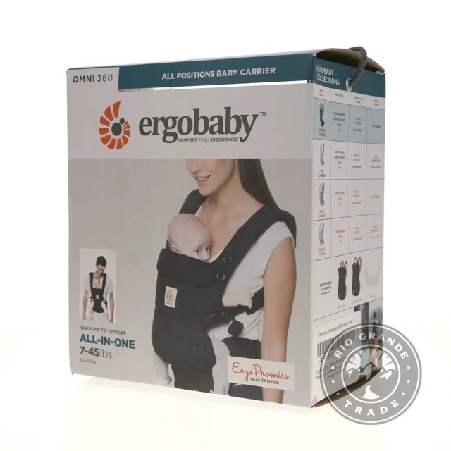 OPEN BOX Ergobaby Omni 360 All-Position Baby Carrier in Pure Black, 7- 45 lbs