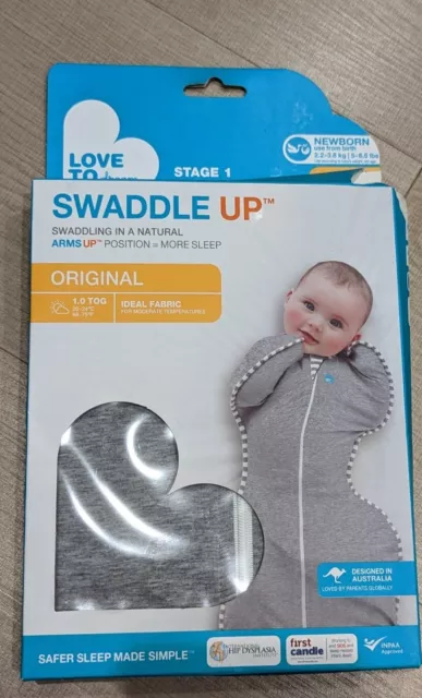 Love to Dream Swaddle Up Original  Arms Up Stage 1 Swaddling Newborn Gray Open