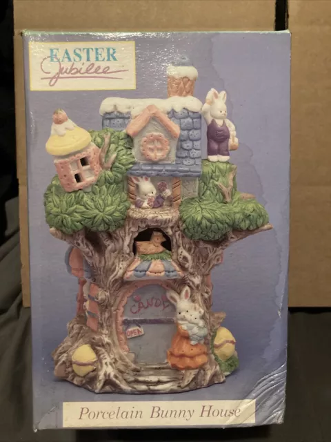 vintage easter jubilee porcelain bunny Candy house Great Condition