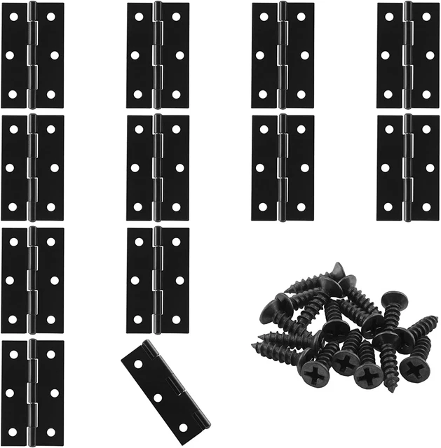 12 Pack 2.5 Inch Door Hinge Cabinet Hinge,Black Butt Hinges Ball Bearing Hinges