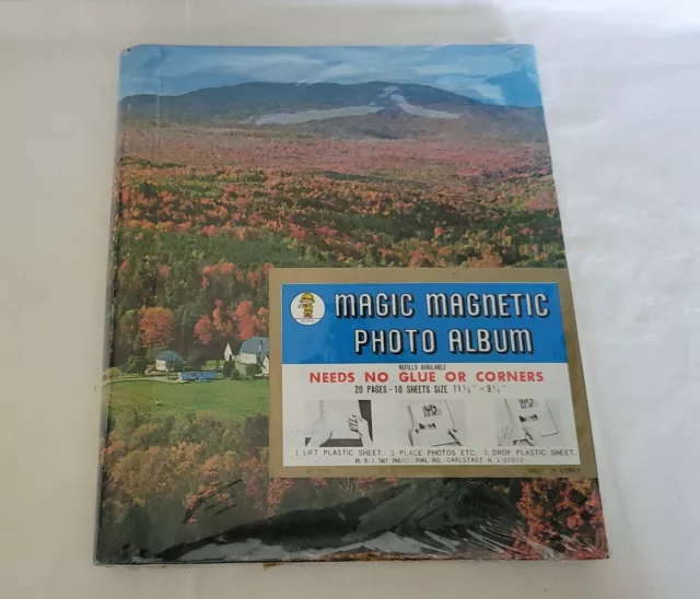 Vintage Magic Magnetic Photo Album 20 Pages Floral Country Scene Sealed 11” x 9”