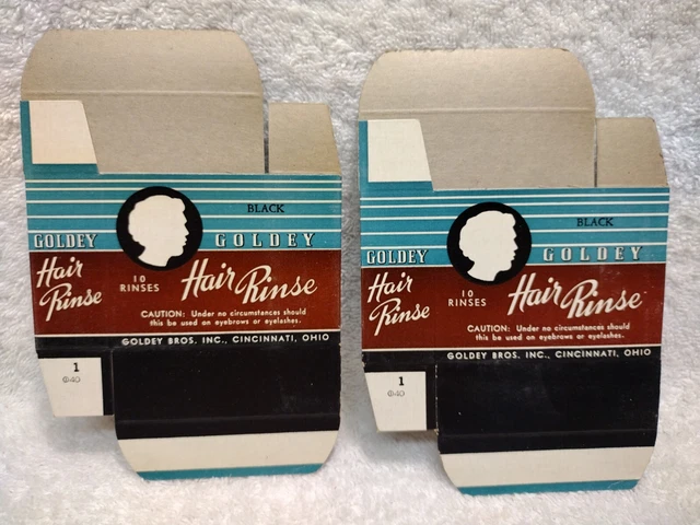 Set of 2 Vtg Goldey HAIR RINSE Boxes, Black Advertising (Empty) Never Used!