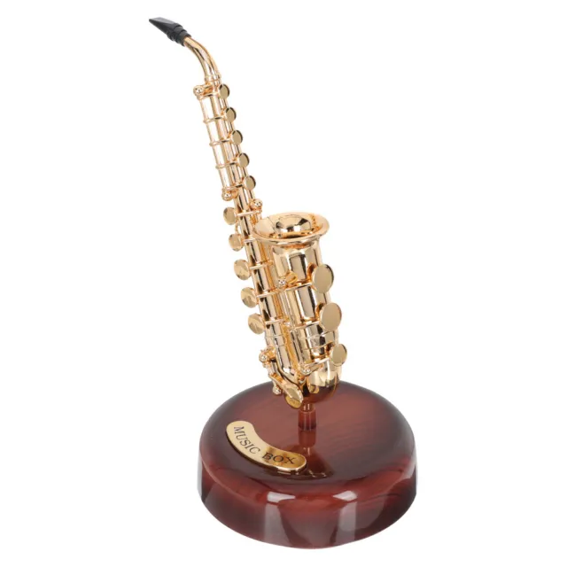 Caja de música saxofón decoración de escritorio de oficina cuerno francés